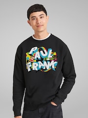 All + Every Black Mens Paul Frank Julius & Mika Cat Chunky Text Sweat Top - Image 1 of 4