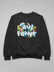 All + Every Black Mens Paul Frank Julius & Mika Cat Chunky Text Sweat Top - Image 3 of 4