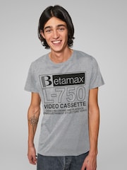 All + Every Grey Mens Betamax B Logo L 750 Cassette T-Shirt - Image 2 of 4