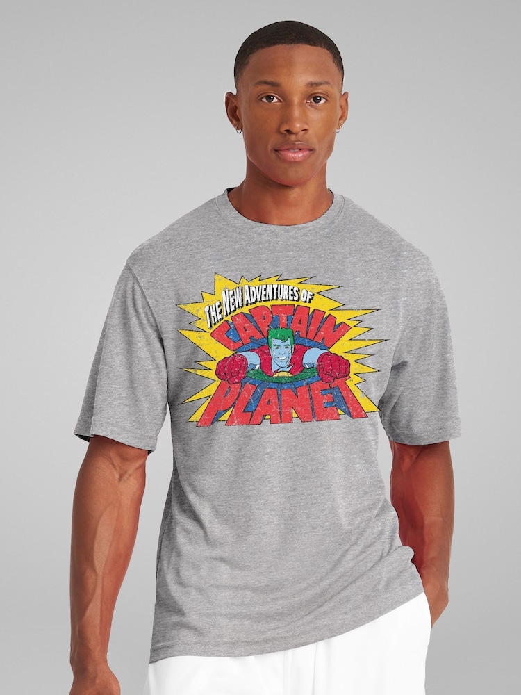 All + Every Grey Mens Captain Planet The New Adventures Logo T-Shirt - Image 1 of 4