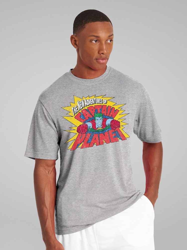 All + Every Grey Mens Captain Planet The New Adventures Logo T-Shirt - Image 2 of 4