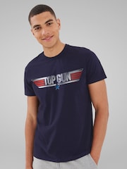 All + Every Blue Mens 100% Cotton Top Gun Classic Steel Logo T-Shirt - Image 1 of 4