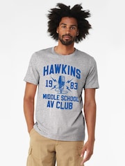 All + Every Grey Mens Stranger Things Hawkins Middle School AV Club T-Shirt - Image 1 of 4