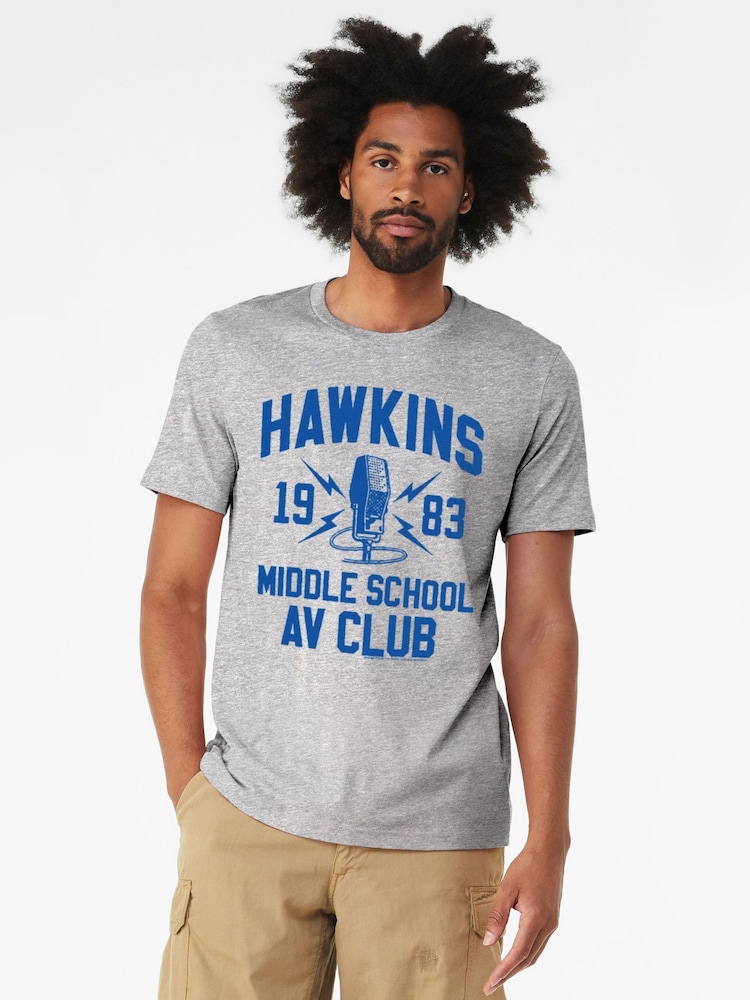 All + Every Grey Mens Stranger Things Hawkins Middle School AV Club T-Shirt - Image 1 of 4 All + Every Grey Mens Stranger Things Hawkins Middle School AV Club T-Shirt - Image 1 of 4