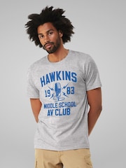 All + Every Grey Mens Stranger Things Hawkins Middle School AV Club T-Shirt - Image 2 of 4