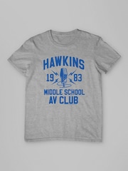 All + Every Grey Mens Stranger Things Hawkins Middle School AV Club T-Shirt - Image 3 of 4