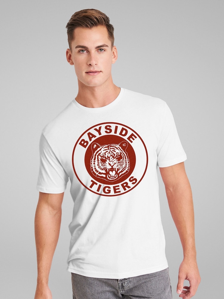 All + Every White Mens 100% Cotton Saved By The Bell Bayside Tigers T-Shirt - Image 1 of 4