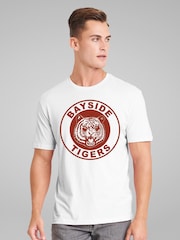 All + Every White Mens 100% Cotton Saved By The Bell Bayside Tigers T-Shirt - Image 2 of 4