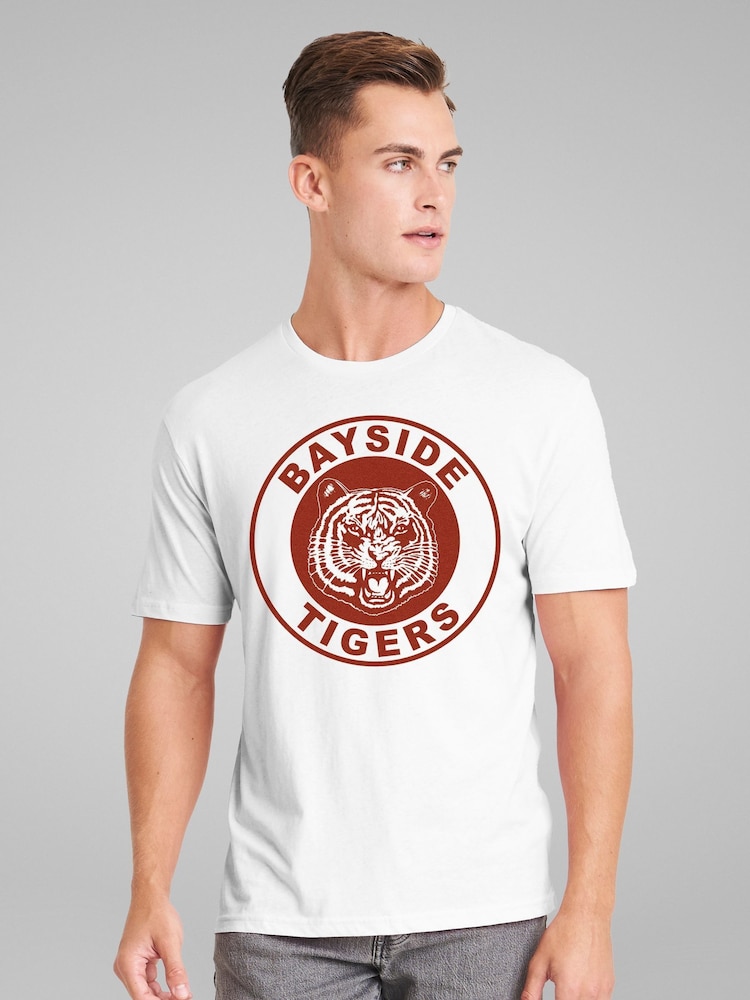 All + Every White Mens 100% Cotton Saved By The Bell Bayside Tigers T-Shirt - Image 2 of 4