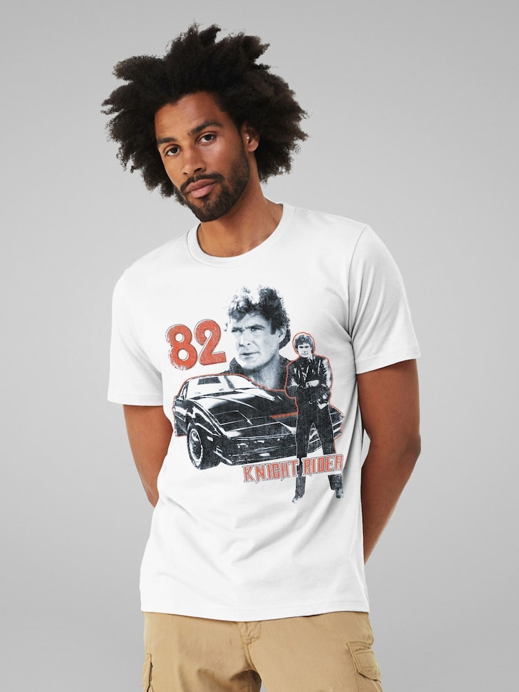 All + Every White Mens 100% Cotton Knight Rider 82 Montage T-Shirt - Image 2 of 4