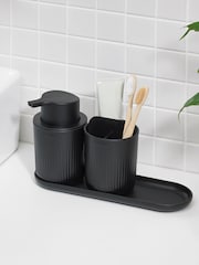 ReBorn Graphite Black Toilet Brush and Soap Dispenser on a Tray Bathroom Set - Image 1 of 3