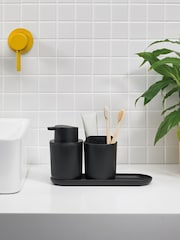 ReBorn Graphite Black Toilet Brush and Soap Dispenser on a Tray Bathroom Set - Image 2 of 3