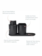 ReBorn Graphite Black Toilet Brush and Soap Dispenser on a Tray Bathroom Set - Image 3 of 3