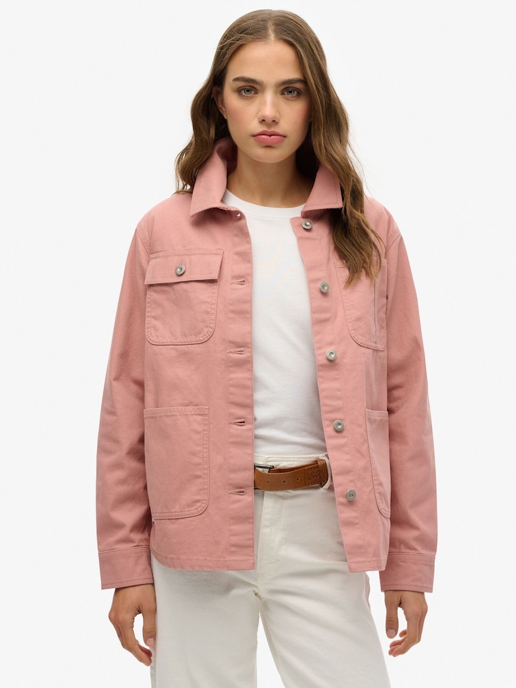 Superdry Pink Chore Jacket - Image 1 of 6