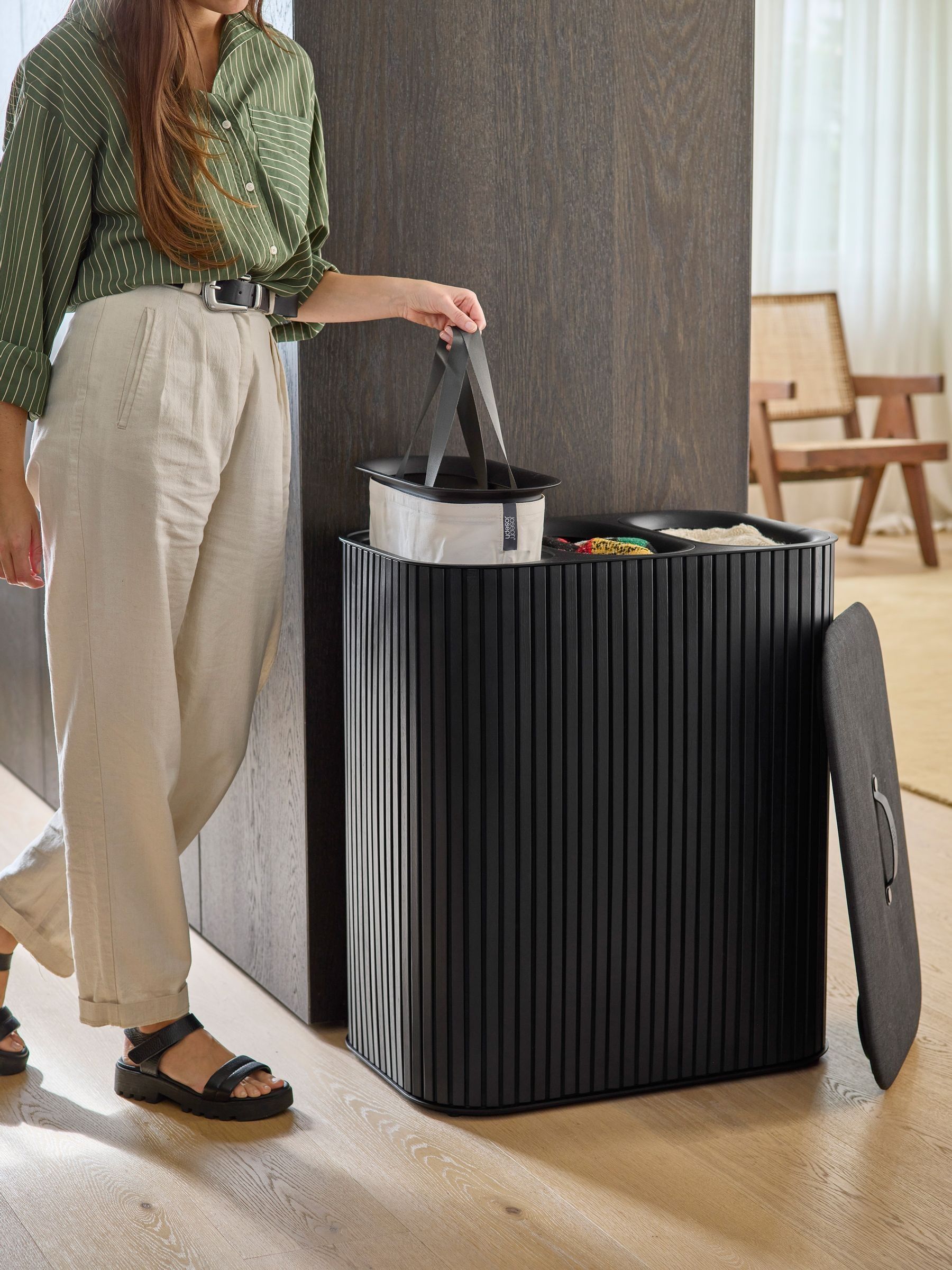 Buy Joseph Joseph Black Tota Trio Luxe 90L Laundry Basket from