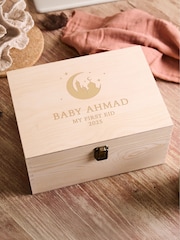 Crescent Moon First Eid Wooden Keepsake Box by No Ordinary Gift - Image 1 of 1