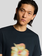 Lyle & Scott Blue Motion Floral Graphic 100% Cotton T-Shirt - Image 4 of 5