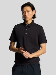 Lyle & Scott Black Twill Texture Polo Shirt - Image 1 of 5