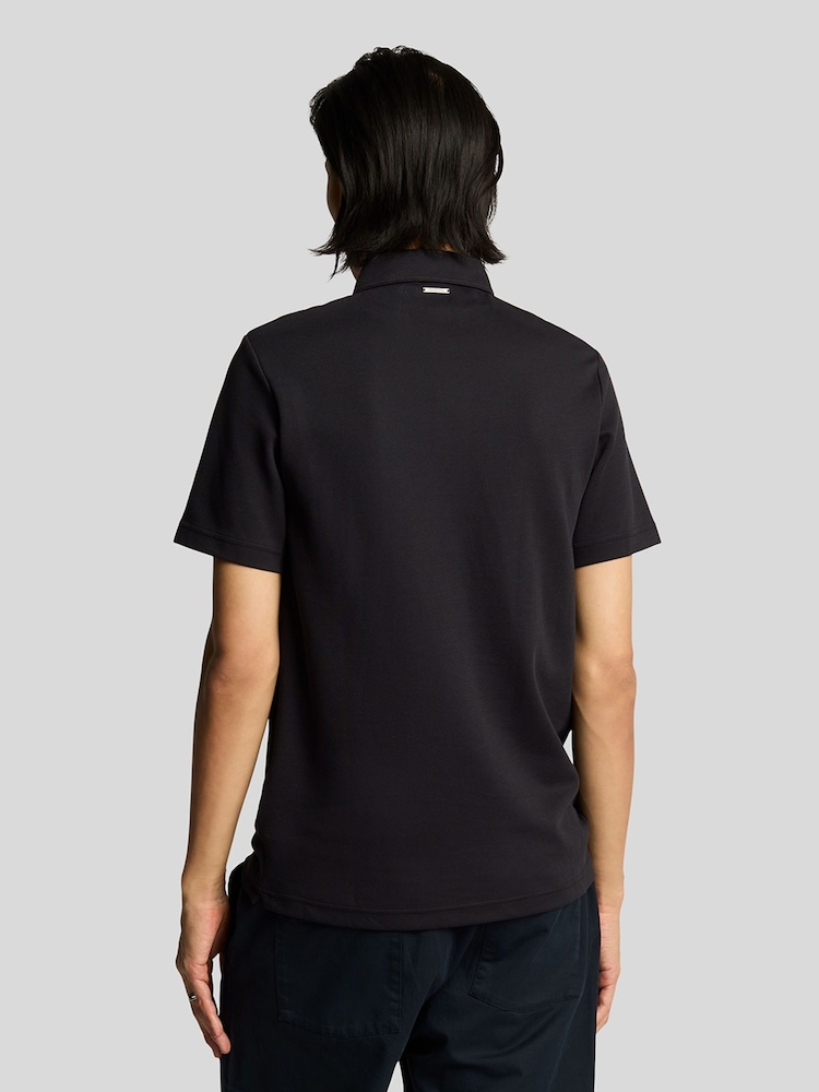 Lyle & Scott Black Twill Texture Polo Shirt - Image 3 of 5
