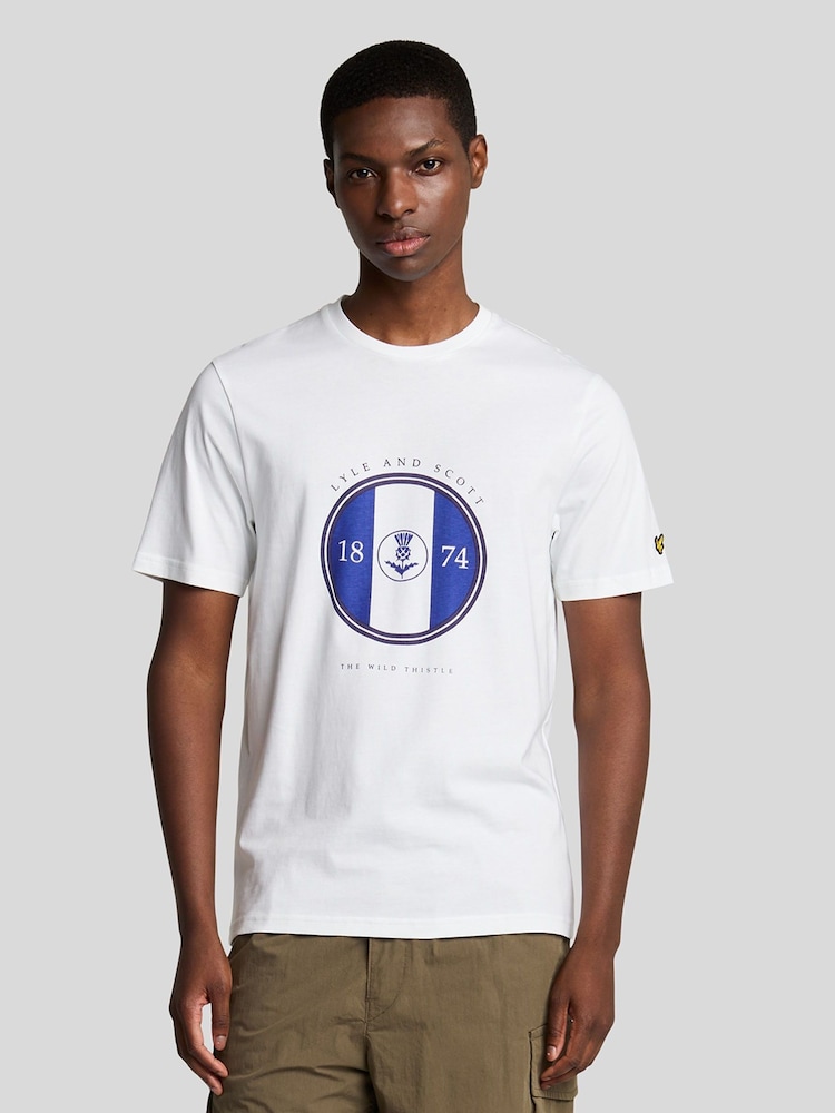 Lyle & Scott White Sporty Thistle Graphic 100% Cotton T-Shirt - Image 1 of 5