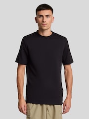 Lyle & Scott Black Twill Texture Crewneck T-Shirt - Image 1 of 4