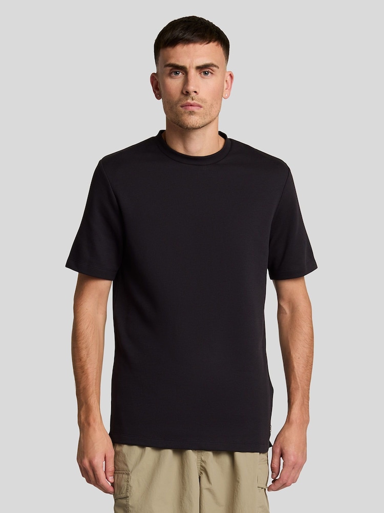 Lyle & Scott Black Twill Texture Crewneck T-Shirt - Image 1 of 4 Lyle & Scott Black Twill Texture Crewneck T-Shirt - Image 1 of 4