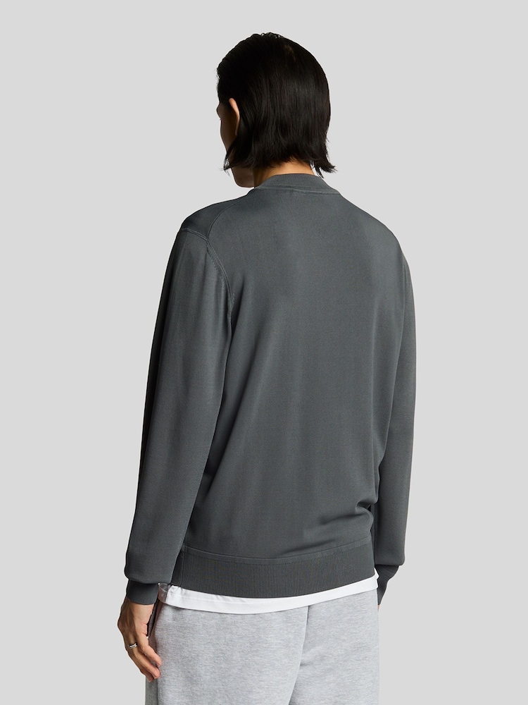 Lyle & Scott Grey Cargo Bomber Collar Cardigan - Image 2 of 4