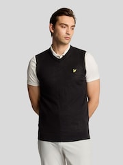 Lyle & Scott Black Merino Blend Knitted V-Neck Vest - Image 1 of 5