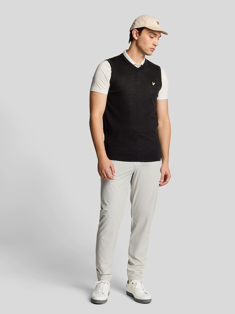Lyle & Scott Black Merino Blend Knitted V-Neck Vest - Image 2 of 5