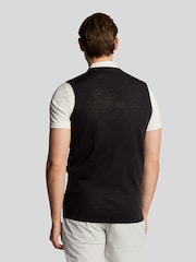 Lyle & Scott Black Merino Blend Knitted V-Neck Vest - Image 3 of 5