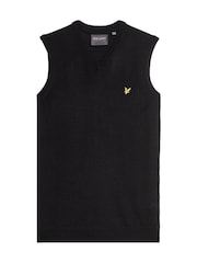 Lyle & Scott Black Merino Blend Knitted V-Neck Vest - Image 5 of 5