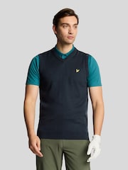 Lyle & Scott Blue Merino Blend Knitted V-Neck Vest - Image 1 of 5
