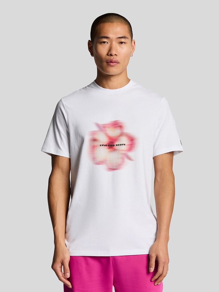 Lyle & Scott White Motion Floral Graphic 100% Cotton T-Shirt - Image 1 of 5