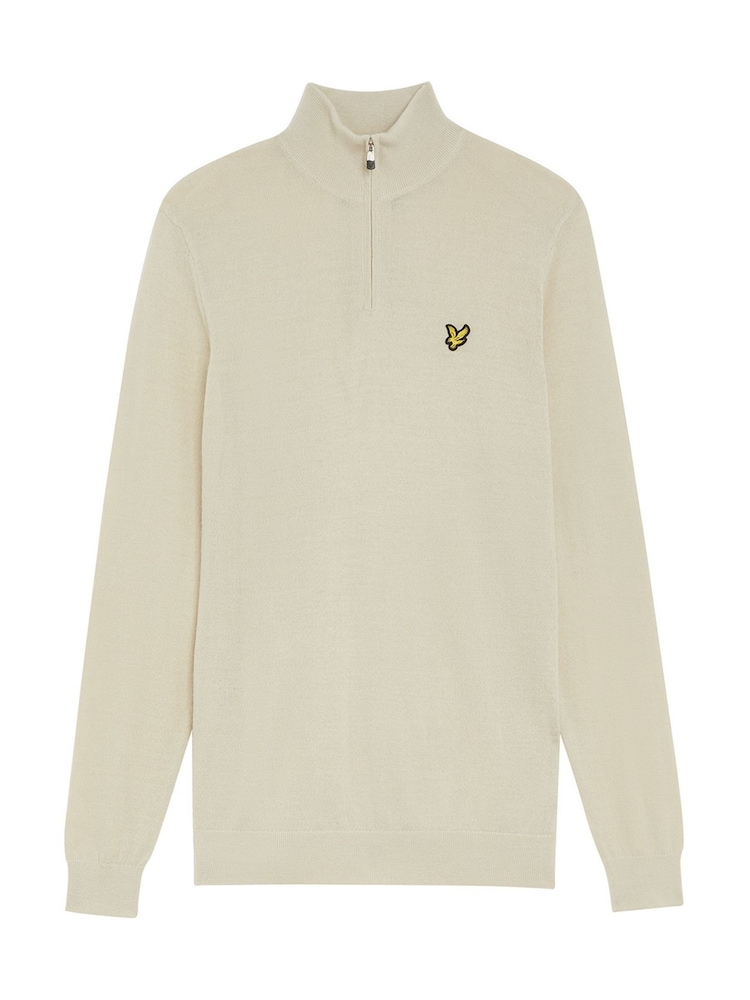 Lyle & Scott Cream Golf Quarter Zip Merino Jumper - Image 5 of 5