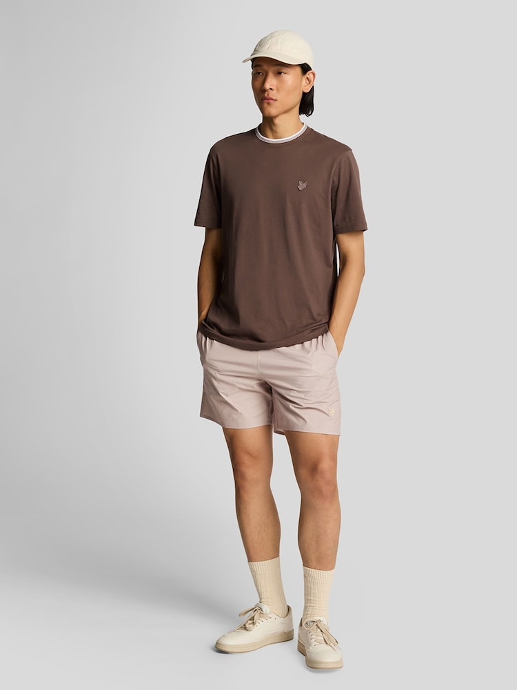 Lyle & Scott Brown Geo Motif Printed Swim Shorts - Image 1 of 5