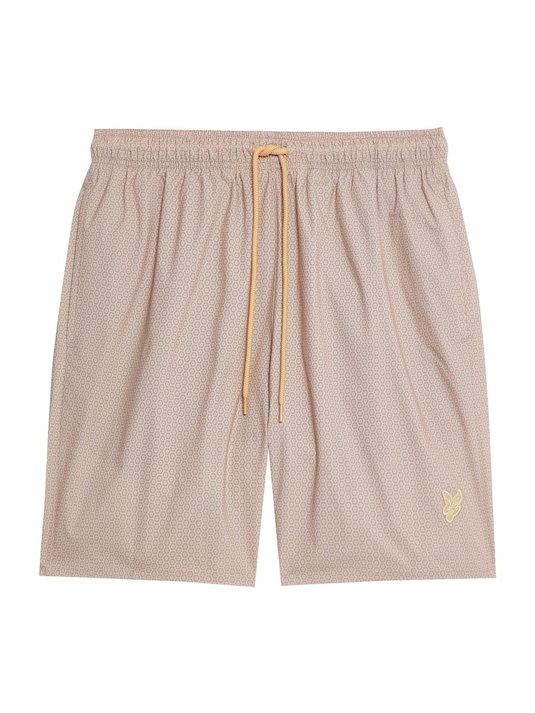 Lyle & Scott Brown Geo Motif Printed Swim Shorts - Image 5 of 5