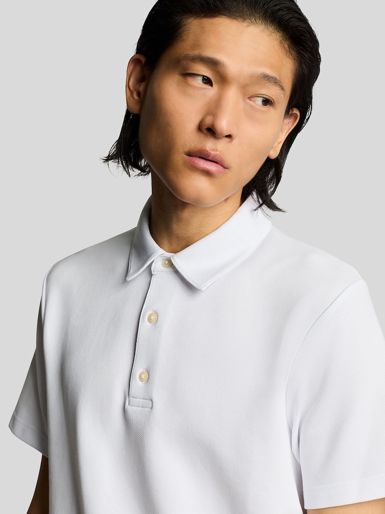 Lyle & Scott White Twill Texture Polo Shirt - Image 2 of 5