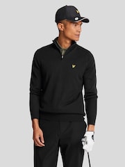 Lyle & Scott Black Golf Quarter Zip Merino Jumper - Image 1 of 5