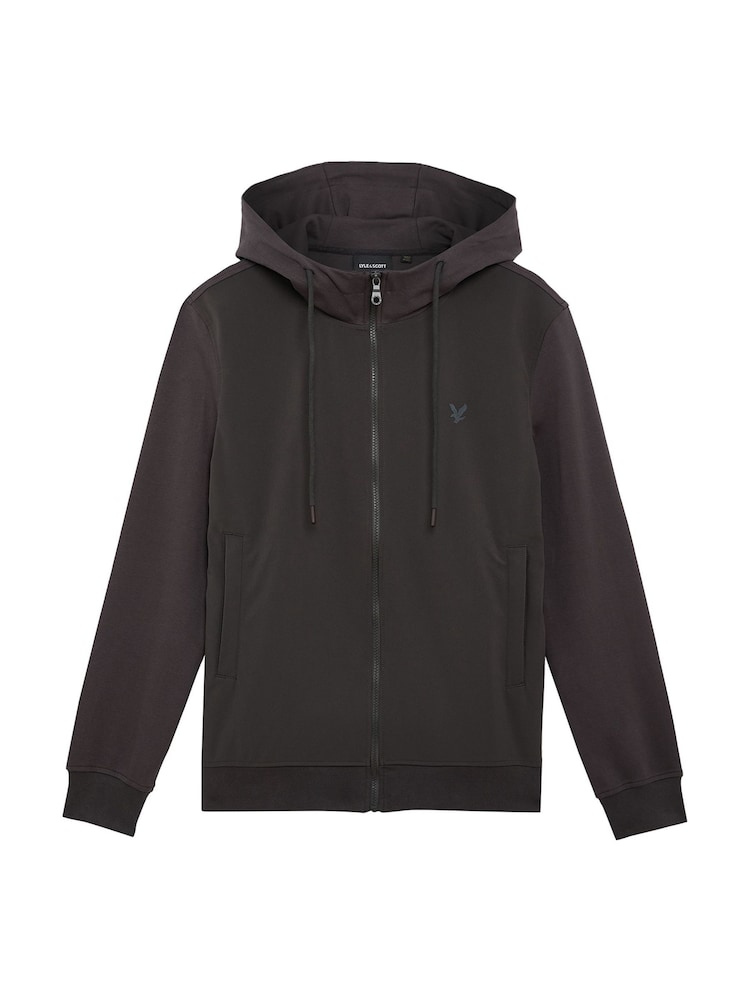 Lyle & Scott Grey Softshell Hybrid Zip Through 100% Cotton Hoodie - Image 5 of 5