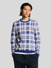 Lyle & Scott Blue Spring Tartan Crew Neck Jumper - Image 1 of 4