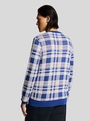 Lyle & Scott Blue Spring Tartan Crew Neck Jumper - Image 2 of 4
