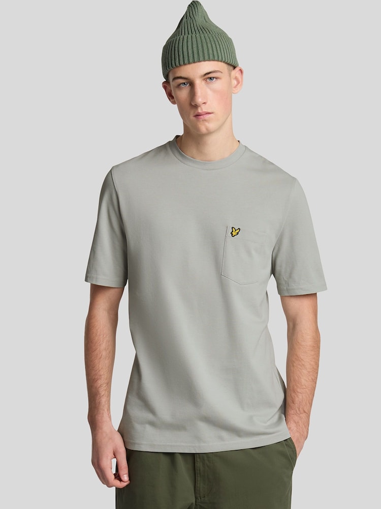 Lyle & Scott Grey Plain Pique Pocket T-Shirt - Image 1 of 5