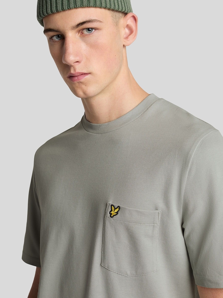 Lyle & Scott Grey Plain Pique Pocket T-Shirt - Image 2 of 5