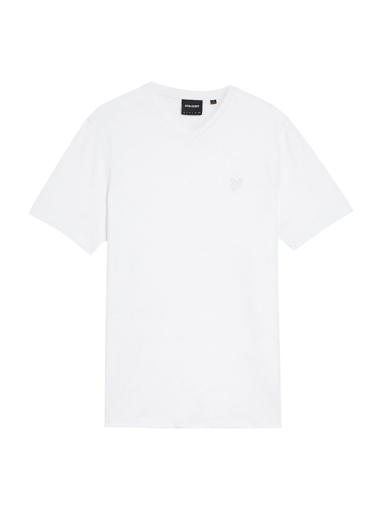 Lyle & Scott White 100% Cotton Superfine V Neck T-Shirt - Image 5 of 5 Lyle & Scott White 100% Cotton Superfine V Neck T-Shirt - Image 5 of 5