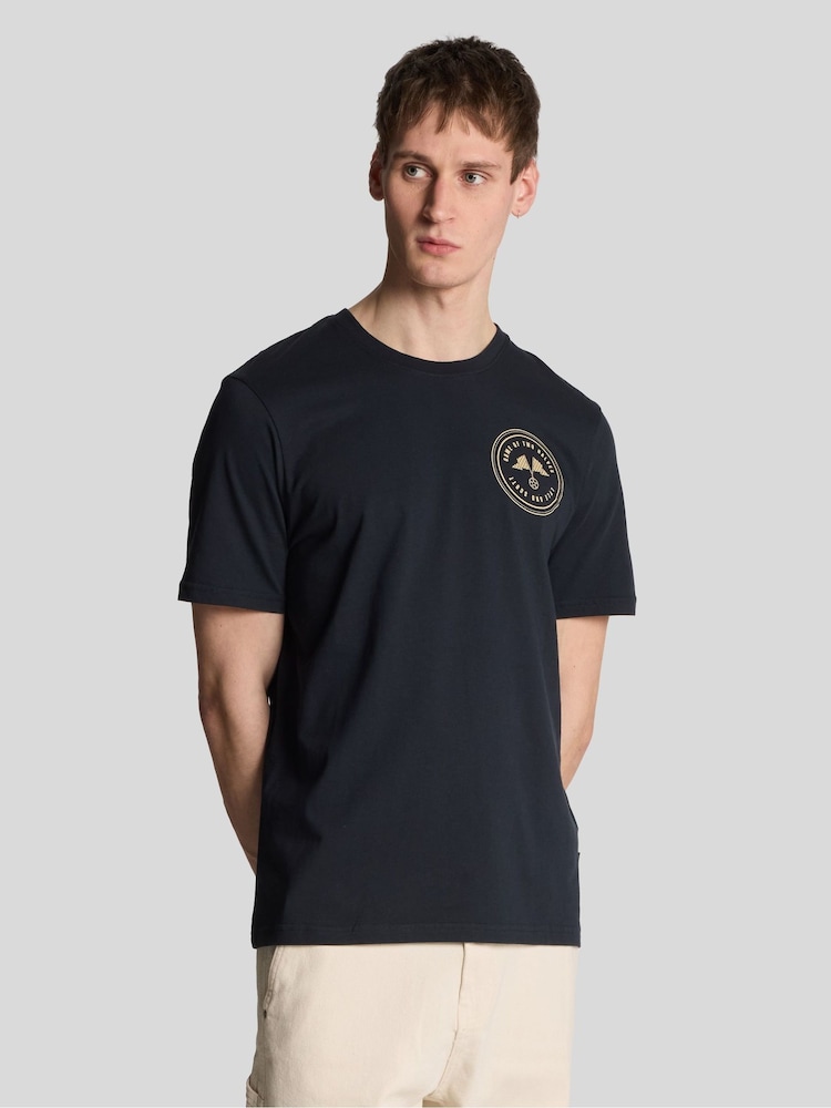 Lyle & Scott Blue 100% Cotton Game of Two Halves Graphic T-Shirt - Image 1 of 4
