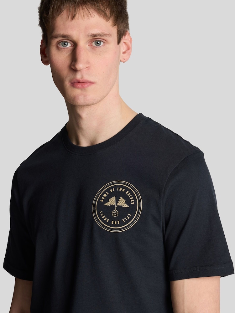 Lyle & Scott Blue 100% Cotton Game of Two Halves Graphic T-Shirt - Image 4 of 4