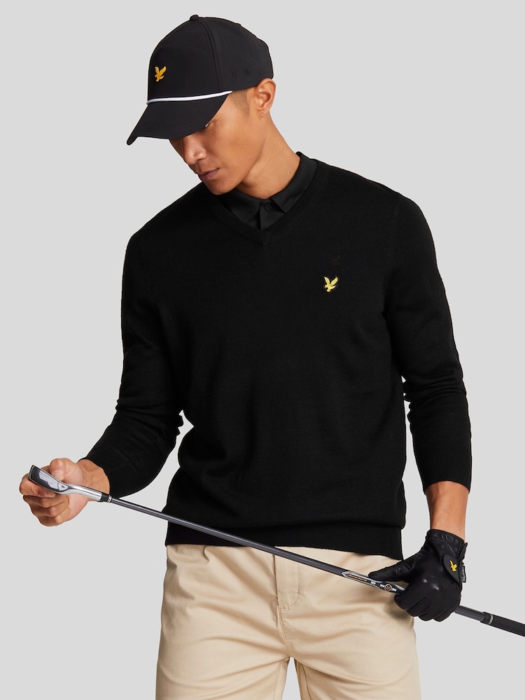 Lyle & Scott Black Golf V-Neck Pull-Over Jumper - Image 1 of 5