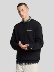Lyle & Scott Black 100% Cotton Loopback Embroidered Crew Neck Sweatshirt - Image 1 of 5