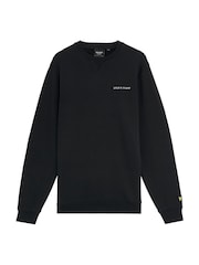Lyle & Scott Black 100% Cotton Loopback Embroidered Crew Neck Sweatshirt - Image 5 of 5