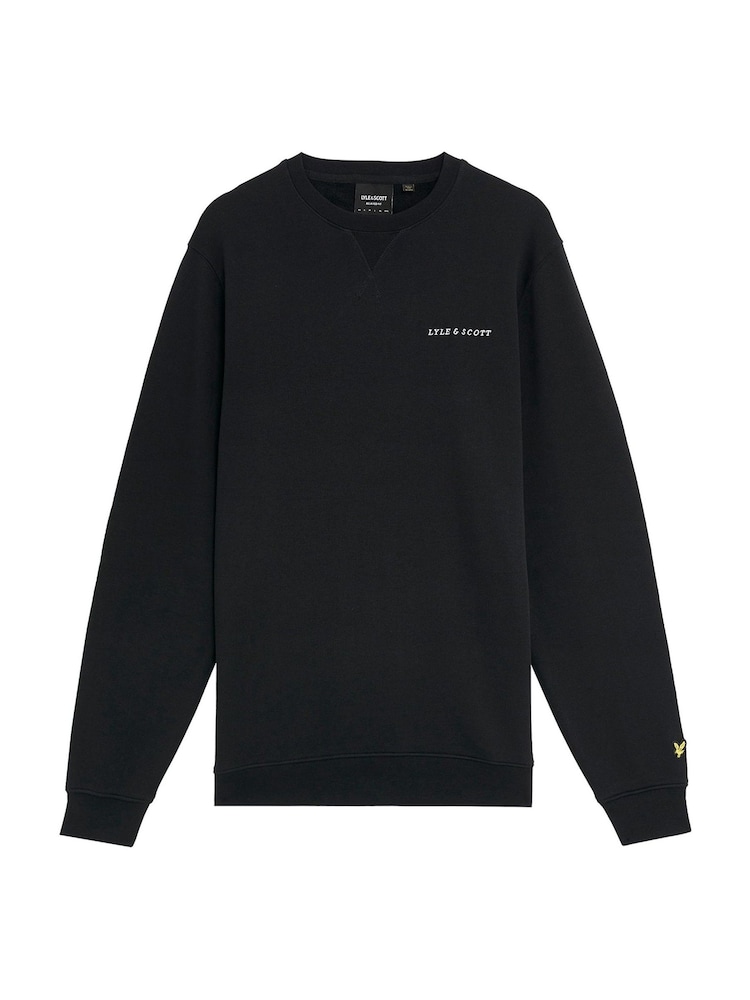 Lyle & Scott Black 100% Cotton Loopback Embroidered Crew Neck Sweatshirt - Image 5 of 5